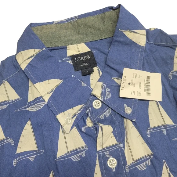 J. Crew Nautical Sailboat Short Sleeve Button Down Shirt - Picture 8 of 8